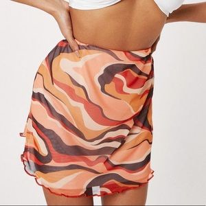 NWT orange mesh mini skirt